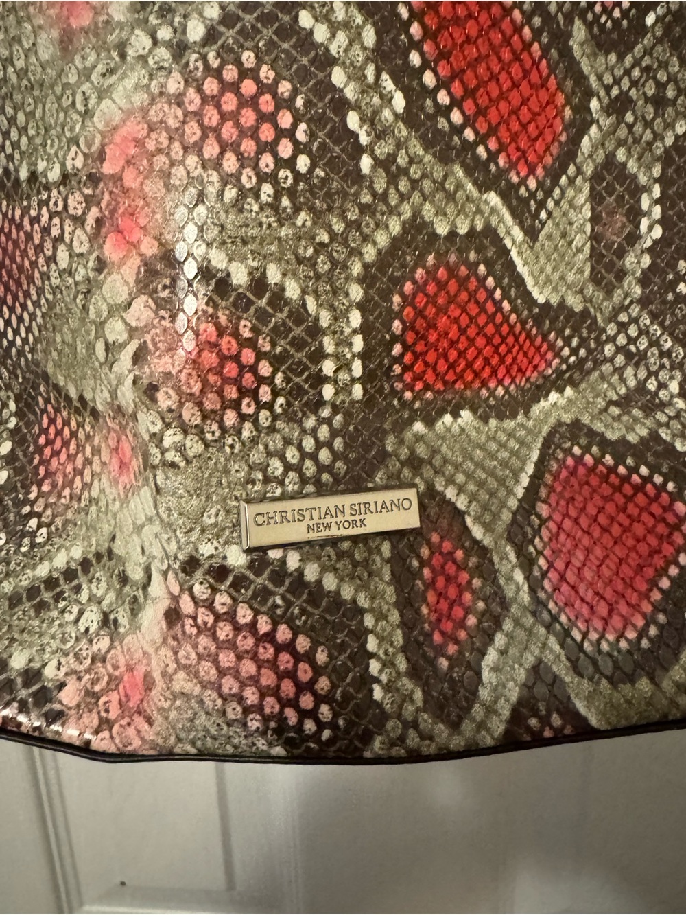 Christian Siriano New York faux Snakeskin Print Tote Bag Large Shoulder Purse